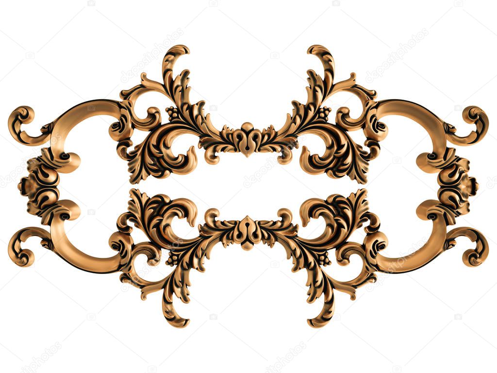 Bronze ornament on a white background. Isolated