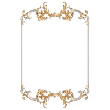 Beyaz bir arka planda altın Patina ile beyaz süsleme. Izole