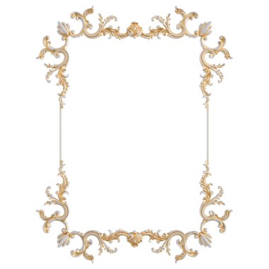 Beyaz bir arka planda altın Patina ile beyaz süsleme. Izole