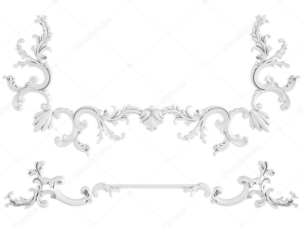 White ornament on a white background. Isolated