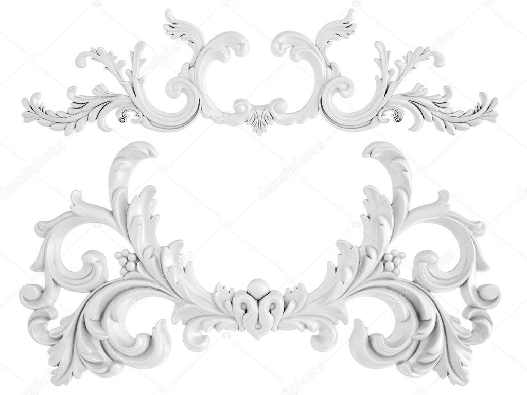 White ornament on a white background. Isolated