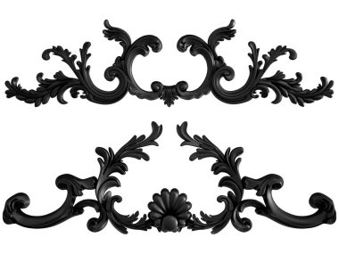 Siyah beyaz bir arka plan üzerinde süs. İzole