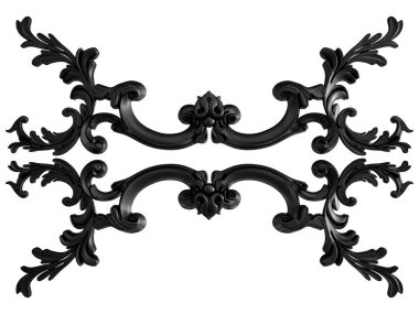 Siyah beyaz bir arka plan üzerinde süs. İzole