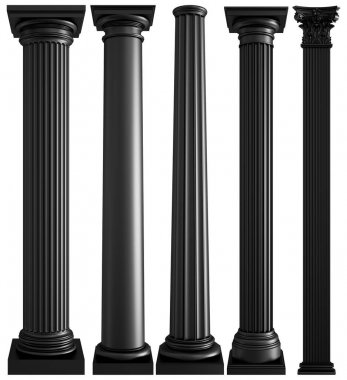 Beyaz arka plan daki siyah sütunlar. Izole