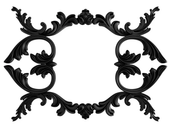 Černý ornament na bílém pozadí. Izolovaný — Stock fotografie