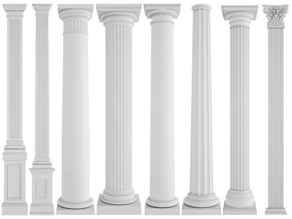 Colonnes blanches sur fond blanc. Isolé — Photo