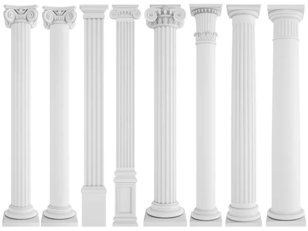 White columns on a white background. Isolated — Stock Photo, Image