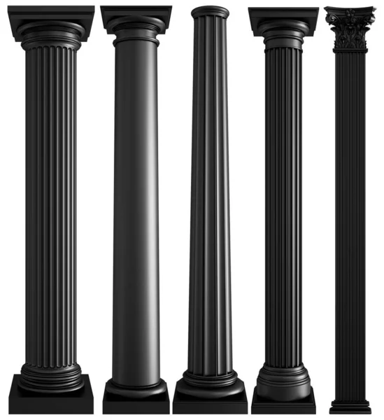 Colonnes noires sur fond blanc. Isolé — Photo