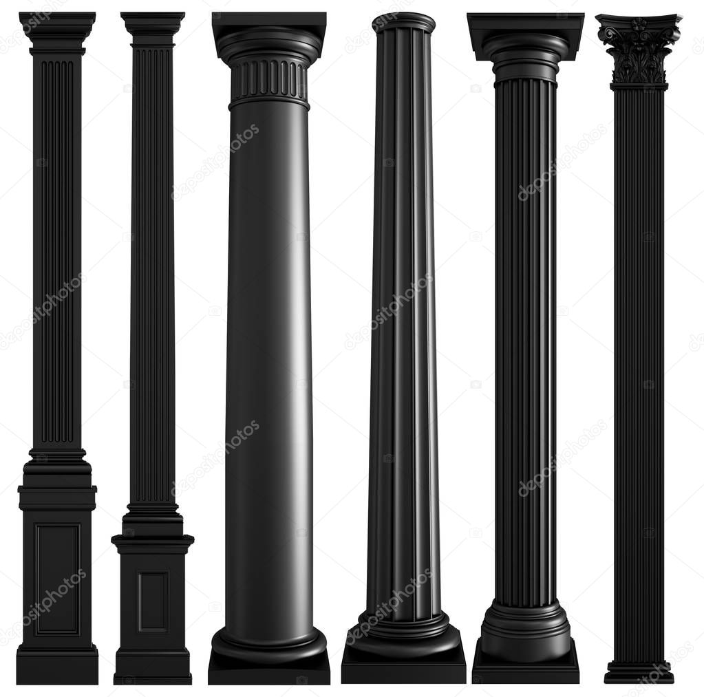 Black columns on a white background. Isolated
