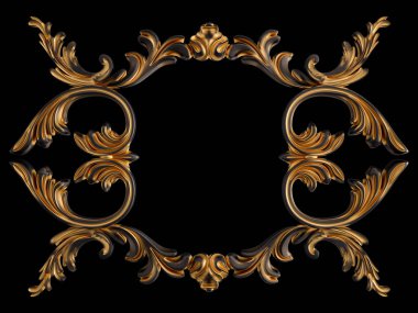 Siyah bir arka planda altın Patina ile siyah süsleme. Izole