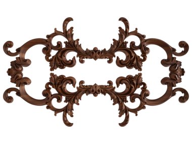 Ahşap süsleme beyaz zemin üzerinde. İzole