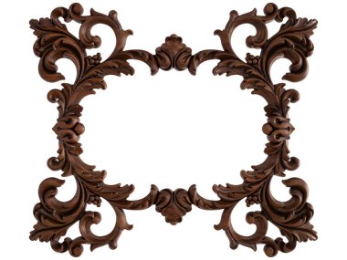 Ahşap süsleme beyaz zemin üzerinde. İzole