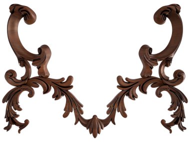 Ahşap süsleme beyaz zemin üzerinde. İzole