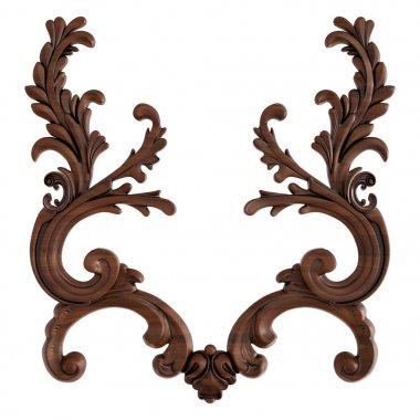 Ahşap süsleme beyaz zemin üzerinde. İzole