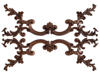 Ahşap süsleme beyaz zemin üzerinde. İzole