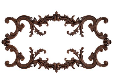 Ahşap süsleme beyaz zemin üzerinde. İzole