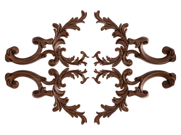 Ornamento in legno su sfondo bianco. Isolato — Foto Stock