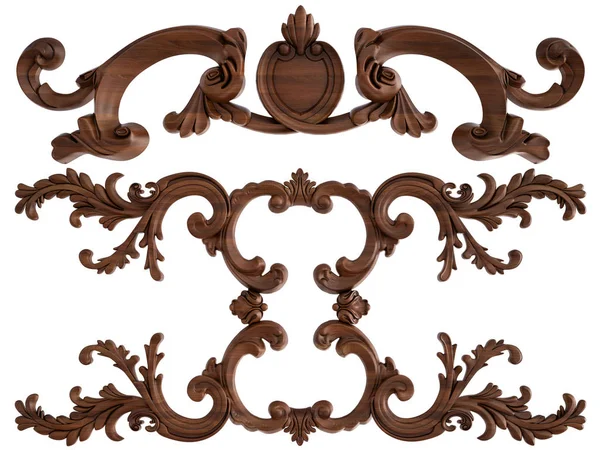 Ornamento in legno su sfondo bianco. Isolato — Foto Stock