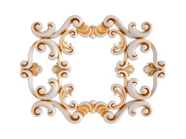 Beyaz bir arka planda altın Patina ile beyaz süsleme. Izole