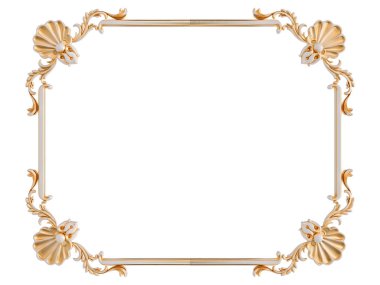 Beyaz bir arka planda altın Patina ile beyaz süsleme. Izole