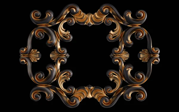 Siyah bir arka planda altın Patina ile siyah süsleme. Izole