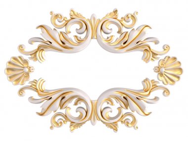 Beyaz bir arka planda altın Patina ile beyaz süsleme. Izole