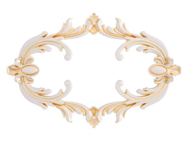 Beyaz bir arka planda altın Patina ile beyaz süsleme. Izole