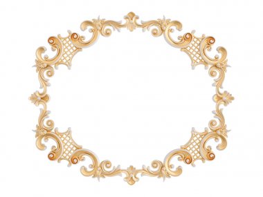 Beyaz bir arka planda altın Patina ile beyaz süsleme. Izole