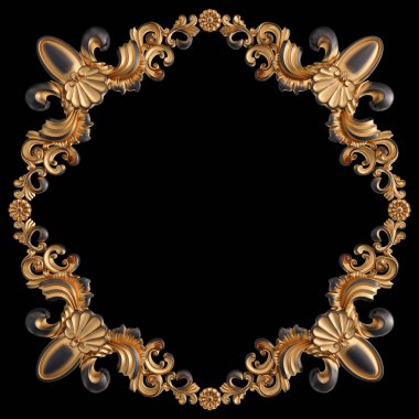 Siyah bir arka planda altın Patina ile siyah süsleme. Izole
