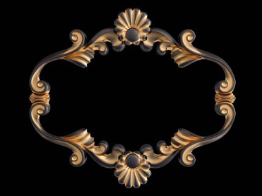 Siyah bir arka planda altın Patina ile siyah süsleme. Izole