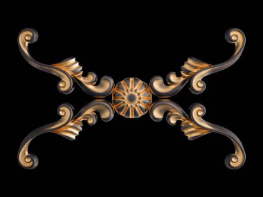 Siyah bir arka planda altın Patina ile siyah süsleme. Izole