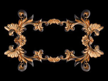 Siyah bir arka planda altın Patina ile siyah süsleme. Izole