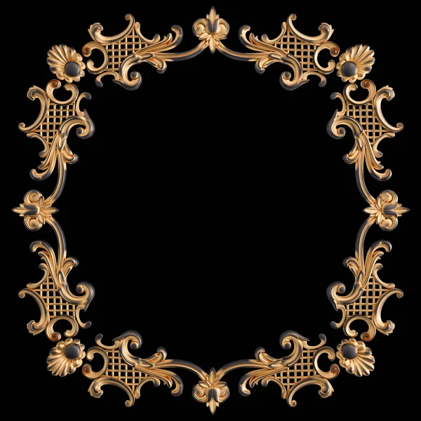 Siyah bir arka planda altın Patina ile siyah süsleme. Izole