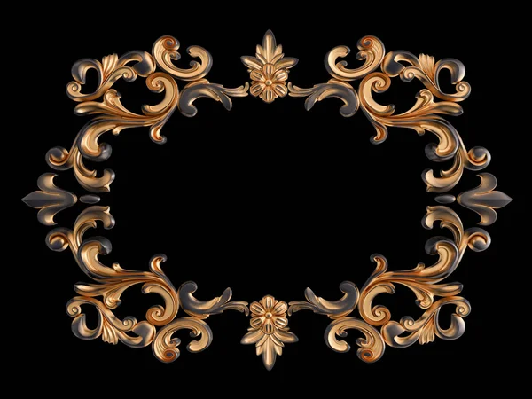 Siyah bir arka planda altın Patina ile siyah süsleme. Izole