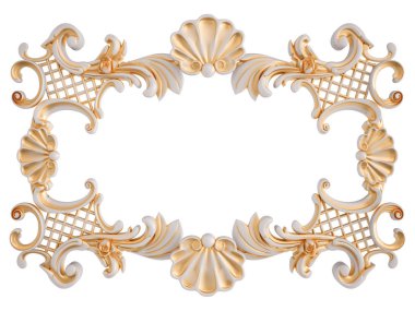 Beyaz bir arka planda altın Patina ile beyaz süsleme. Izole