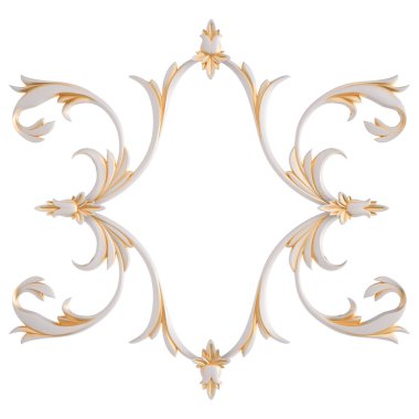 Beyaz bir arka planda altın Patina ile beyaz süsleme. Izole