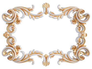 Beyaz bir arka planda altın Patina ile beyaz süsleme. Izole