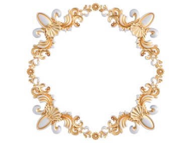 Beyaz bir arka planda altın Patina ile beyaz süsleme. Izole