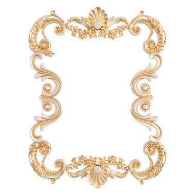 Beyaz bir arka planda altın Patina ile beyaz süsleme. Izole