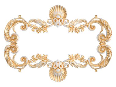 Beyaz bir arka planda altın Patina ile beyaz süsleme. Izole