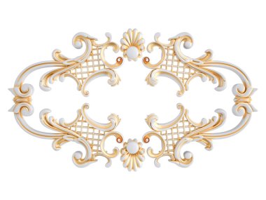 Beyaz bir arka planda altın Patina ile beyaz süsleme. Izole