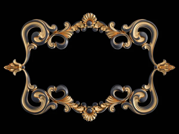 Siyah bir arka planda altın Patina ile siyah süsleme. Izole