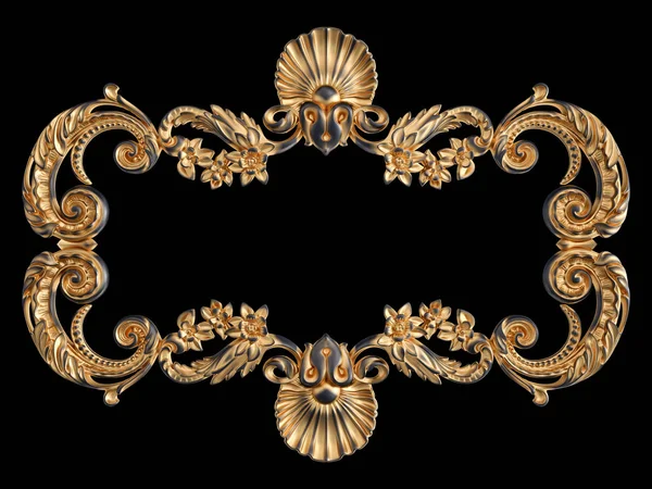 Siyah bir arka planda altın Patina ile siyah süsleme. Izole