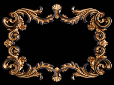 Siyah bir arka planda altın Patina ile siyah süsleme. Izole