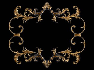 Siyah bir arka planda altın Patina ile siyah süsleme. Izole