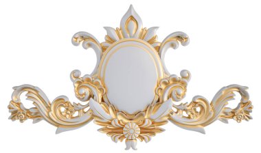 Beyaz bir arka planda altın Patina ile beyaz süsleme. Izole