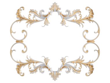 Beyaz bir arka planda altın Patina ile beyaz süsleme. Izole