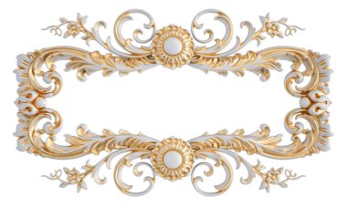 Beyaz bir arka planda altın Patina ile beyaz süsleme. Izole