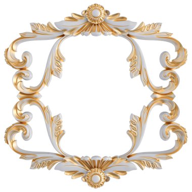 Beyaz bir arka planda altın Patina ile beyaz süsleme. Izole