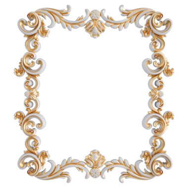 Beyaz bir arka planda altın Patina ile beyaz süsleme. Izole